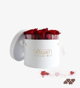 Caixa de Rosas Vermelhas Frescas