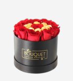 Caixa de rosas vermelhas com chocolates Ferrero Rocher